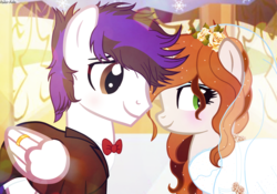 Size: 1979x1384 | Tagged: safe, artist:asika-aida, oc, oc only, couple, cute, male, marriage, oc x oc, shipping, straight, wedding