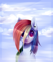 Size: 2346x2730 | Tagged: safe, artist:dreamydoll96, rainbow dash, pony, g4, bubblegum, female, food, gum, high res, piercing, solo