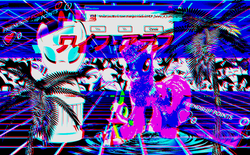 Size: 1028x639 | Tagged: safe, spike, twilight sparkle, g4, aesthetics, error, figure, glitch art, grid, japanese, palm tree, statue, tree, vaporwave, water, webcore