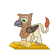 Size: 100x100 | Tagged: safe, artist:icaron, oc, oc only, oc:arvid, griffon, animated, gif, gold, inanimate tf, petrification, pixel art, solo, sprite, statue, transformation