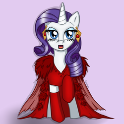 Size: 1024x1024 | Tagged: safe, artist:krotoreese, rarity, pony, g4, clothes, dress, ear piercing, earring, female, jewelry, looking at you, open mouth, piercing, raised hoof, socks, solo