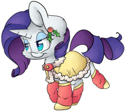 Size: 5074x4505 | Tagged: safe, artist:cutepencilcase, rarity, pony, g4, absurd resolution, christmas, cloak, clothes, cute, eyeshadow, female, holly, lidded eyes, makeup, raribetes, smiling, solo, stockings