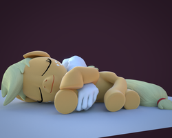 Size: 1500x1200 | Tagged: safe, artist:feldwebelbrony, applejack, g4, 3d, blender, cute, jackabetes, sleeping, wip