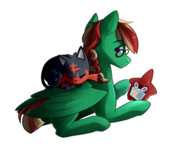 Size: 1528x1297 | Tagged: safe, artist:goshhhh, oc, oc only, litten, commission, pokedex, pokémon, pokémon sun and moon, prone, rotom dex, simple background, transparent background