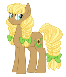 Size: 1024x1184 | Tagged: safe, artist:azure-art-wave, oc, oc only, oc:sunflower silk, earth pony, pony, bow, braid, female, hair bow, mare, simple background, solo, tail bow, transparent background