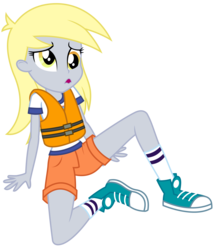 Size: 2081x2419 | Tagged: safe, artist:sketchmcreations, derpy hooves, equestria girls, g4, my little pony equestria girls: legend of everfree, clothes, converse, female, high res, legs, lifejacket, open mouth, shoes, simple background, sitting, solo, transparent background, vector