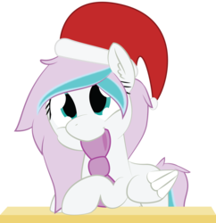 Size: 2000x2070 | Tagged: safe, artist:mintysketch, oc, oc only, pegasus, pony, bow, female, hat, high res, minty's christmas ponies, santa hat, simple background, solo, transparent background, vector