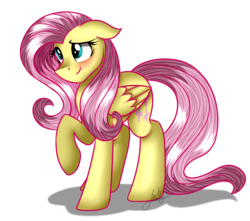 Size: 1300x1150 | Tagged: safe, artist:jack-pie, fluttershy, pony, g4, blushing, cute, female, raised hoof, shyabetes, simple background, solo, transparent background