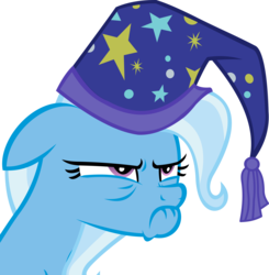 Size: 11075x11298 | Tagged: safe, artist:cyanlightning, trixie, pony, unicorn, g4, to where and back again, .svg available, absurd resolution, faic, female, grumpy, hat, mare, nightcap, simple background, sleepy, solo, transparent background, trixie's nightcap, unamused, vector