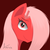 Size: 1024x1024 | Tagged: safe, artist:aaron1122, oc, oc only, oc:downvote, pony, derpibooru, bust, derpibooru ponified, hair over one eye, looking at you, meta, ponified, portrait, red, red background, simple background, smiling, solo