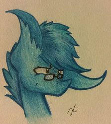 Size: 1024x1150 | Tagged: safe, artist:monochromepony625, oc, oc only, pony, glasses, photo, solo, traditional art