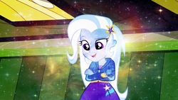 Size: 1920x1080 | Tagged: dead source, safe, artist:twilightssparkie101, screencap, trixie, equestria girls, g4, beautiful, epic, female, galaxy, solo, stars, wallpaper