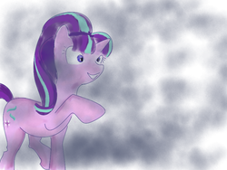 Size: 800x600 | Tagged: safe, starlight glimmer, pony, g4, female, raised hoof, raised leg, smiling, solo, teeth