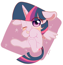 Size: 1011x1041 | Tagged: safe, artist:sion, twilight sparkle, alicorn, pony, g4, :p, chibi, cute, female, floppy ears, looking at you, one eye closed, silly, silly pony, solo, tongue out, twiabetes, twilight sparkle (alicorn), wink