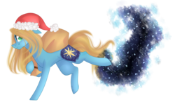 Size: 2493x1462 | Tagged: safe, artist:shiromidorii, oc, oc only, oc:allyson, pony, hat, santa hat, simple background, solo, transparent background