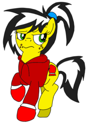 Size: 1400x1900 | Tagged: safe, artist:toyminator900, oc, oc only, oc:uppercute, earth pony, pony, boxing gloves, clothes, hoodie, simple background, solo, transparent background