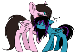 Size: 1024x701 | Tagged: safe, artist:despotshy, oc, oc only, oc:despy, pegasus, pony, blushing, female, mare, purring, simple background, transparent background