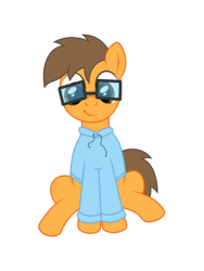 Size: 1350x1800 | Tagged: safe, artist:m.w., derpibooru exclusive, oc, oc only, earth pony, pony, 2017 community collab, derpibooru community collaboration, clothes, glasses, male, simple background, sitting, smiling, solo, stallion, transparent background