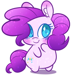 Size: 900x900 | Tagged: safe, artist:dailypinkiepie, pinkie pie, rarity, pony, g4, alternate cutie mark, blushing, chibi, chubby, chubby cheeks, cute, ear fluff, female, fusion, simple background, smiling, solo, white background, wingding eyes