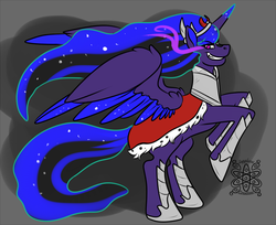 Size: 1000x817 | Tagged: safe, artist:sapphirus, king sombra, princess luna, oc, oc:moonlightbunny, alicorn, pony, g4, commission, evil, female, mare, mix, solo