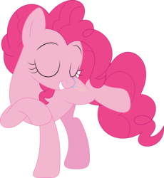 Size: 3297x3586 | Tagged: safe, artist:porygon2z, pinkie pie, earth pony, pony, castle sweet castle, eyes closed, female, mare, raised hoof, raised leg, simple background, smiling, solo, transparent background, vector