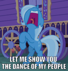 Size: 513x539 | Tagged: safe, edit, edited screencap, screencap, trixie, pony, unicorn, g4, to where and back again, animated, cropped, dancing, ears back, female, freakout, frightened, frown, gif, hoofy-kicks, image macro, let me show you the dance of my people, loop, mare, mawshot, meme, nose in the air, open mouth, panic, raised leg, rearing, scared, screaming, solo, tongue out, trixie's wagon, uvula, volumetric mouth, wide eyes