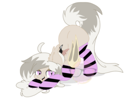 Size: 1024x792 | Tagged: safe, oc, oc only, oc:ghost rose, bat pony, pony, clothes, face down ass up, heart eyes, kneesocks, simple background, socks, solo, striped socks, transparent background, wingding eyes