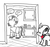 Size: 640x600 | Tagged: safe, artist:ficficponyfic, oc, oc only, oc:emerald jewel, earth pony, pony, zebra, colt quest, amulet, child, colt, counter, cute, doorway, faucet, floor, floppy ears, foal, hair over one eye, kitchen, listening, male, monochrome, sink, stallion, story included, talking