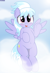 Size: 3531x5200 | Tagged: safe, artist:an-tonio, derpibooru exclusive, cloudchaser, pony, g4, absurd resolution, belly button, cloud, female, sky, solo
