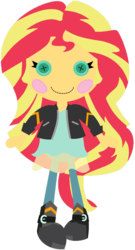 Size: 1024x1892 | Tagged: dead source, safe, alternate version, artist:ra1nb0wk1tty, sunset shimmer, equestria girls, g4, crossover, cute, doll, female, lalaloopsy, shimmerbetes, simple background, solo, toy, transparent background