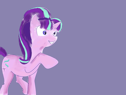 Size: 800x600 | Tagged: safe, starlight glimmer, pony, g4, female, raised hoof, raised leg, simple background, smiling, solo