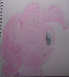 Size: 1836x2062 | Tagged: safe, artist:atmyhouseimabrony, pinkie pie, earth pony, pony, g4, female, one eye closed, solo, tongue out, traditional art, wink