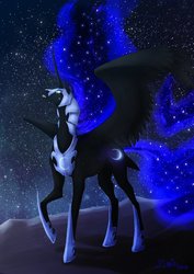 Size: 752x1063 | Tagged: safe, artist:zhoid, nightmare moon, pony, g4, crying, female, hoers, realistic, solo, spread wings