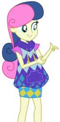 Size: 1500x3019 | Tagged: safe, artist:sketchmcreations, bon bon, sweetie drops, equestria girls, g4, my little pony equestria girls: legend of everfree, alternate clothes, camp fashion show outfit, clothes, fashion, female, pointing, simple background, smiling, solo, transparent background, vector