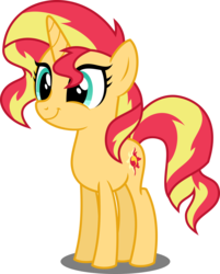 Size: 4025x5000 | Tagged: safe, artist:orin331, sunset shimmer, pony, unicorn, equestria girls, g4, :t, absurd resolution, bright, cute, face of evil, face of mercy, female, shimmerbetes, simple background, smiling, solo, teenager, tint, transparent background, vector, younger