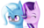 Size: 2183x1384 | Tagged: safe, artist:ladyunilove, starlight glimmer, trixie, pony, unicorn, g4, :3, :t, blushing, eyes closed, female, hair over one eye, lesbian, looking away, mare, nuzzling, scrunchy face, ship:startrix, shipping, simple background, smiling, transparent background, tsundere
