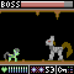Size: 600x600 | Tagged: safe, artist:derek the metagamer, pony, g4, to where and back again, armor, boss fight, cave, dragoning, pixel art, video game