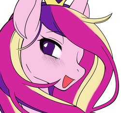 Size: 991x925 | Tagged: safe, artist:katuhira_rinmi, princess cadance, pony, g4, bust, female, no pupils, open mouth, portrait, simple background, solo, white background