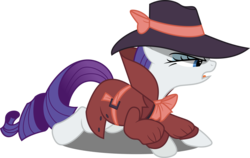 Size: 5000x3169 | Tagged: safe, artist:dashiesparkle, rarity, pony, g4, rarity investigates, .svg available, clothes, coat, detective, detective rarity, fedora, female, hat, high res, open mouth, simple background, solo, transparent background, vector