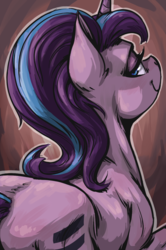 Size: 950x1433 | Tagged: safe, artist:mav, starlight glimmer, pony, unicorn, g4, equal cutie mark, female, lidded eyes, looking back, mare, smiling, solo