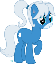 Size: 2096x2405 | Tagged: safe, artist:arifproject, oc, oc only, oc:notification, earth pony, pony, g4, derpibooru ponified, high res, looking at you, ponytail, raised hoof, simple background, solo, transparent background, vector