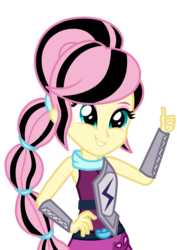 Size: 1240x1748 | Tagged: safe, artist:mixiepie, fluttershy, equestria girls, g4, my little pony equestria girls: friendship games, alternate hairstyle, alternate universe, archery, clothes, clothes swap, emoshy, female, simple background, smiling, solo, thumbs up, transparent background