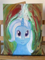 Size: 1944x2592 | Tagged: safe, artist:sigridmarialer, trixie, pony, unicorn, g4, bust, cute, female, looking up, mare, oil painting, portrait, solo, traditional art