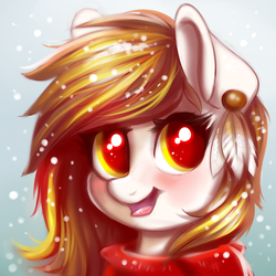 Size: 1000x1000 | Tagged: safe, artist:confetticakez, oc, oc only, oc:raven sun, pony, blushing, bust, portrait, solo