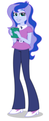 Size: 817x2020 | Tagged: safe, artist:shafty817, princess luna, vice principal luna, equestria girls, g4, book, clothes, cropped, female, pants, simple background, smiling, solo, transparent background