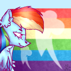 Size: 1000x1000 | Tagged: safe, artist:pikcha-the-best, rainbow dash, pony, g4, female, gay pride flag, solo