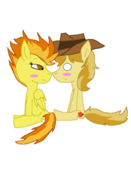 Size: 1024x1365 | Tagged: safe, artist:huskyrbtorchick, braeburn, spitfire, g4, male, shipping, spitburn, straight