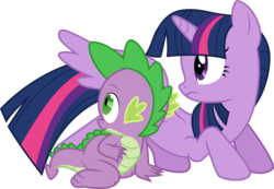 Size: 4331x3001 | Tagged: safe, artist:cloudy glow, spike, twilight sparkle, alicorn, pony, g4, what about discord?, duo, female, high res, looking back, male, simple background, transparent background, twilight sparkle (alicorn), vector