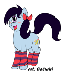 Size: 1305x1500 | Tagged: safe, artist:caluriri, oc, oc only, oc:iris, cyclops pony, earth pony, pony, 2017 community collab, derpibooru community collaboration, clothes, simple background, socks, solo, striped socks, transparent background