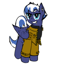 Size: 1550x1550 | Tagged: safe, artist:frecklesfanatic, oc, oc only, oc:night sky, pegasus, pony, 2017 community collab, derpibooru community collaboration, clothes, ear piercing, earring, jacket, jewelry, looking at you, piercing, simple background, solo, toothpick, transparent background